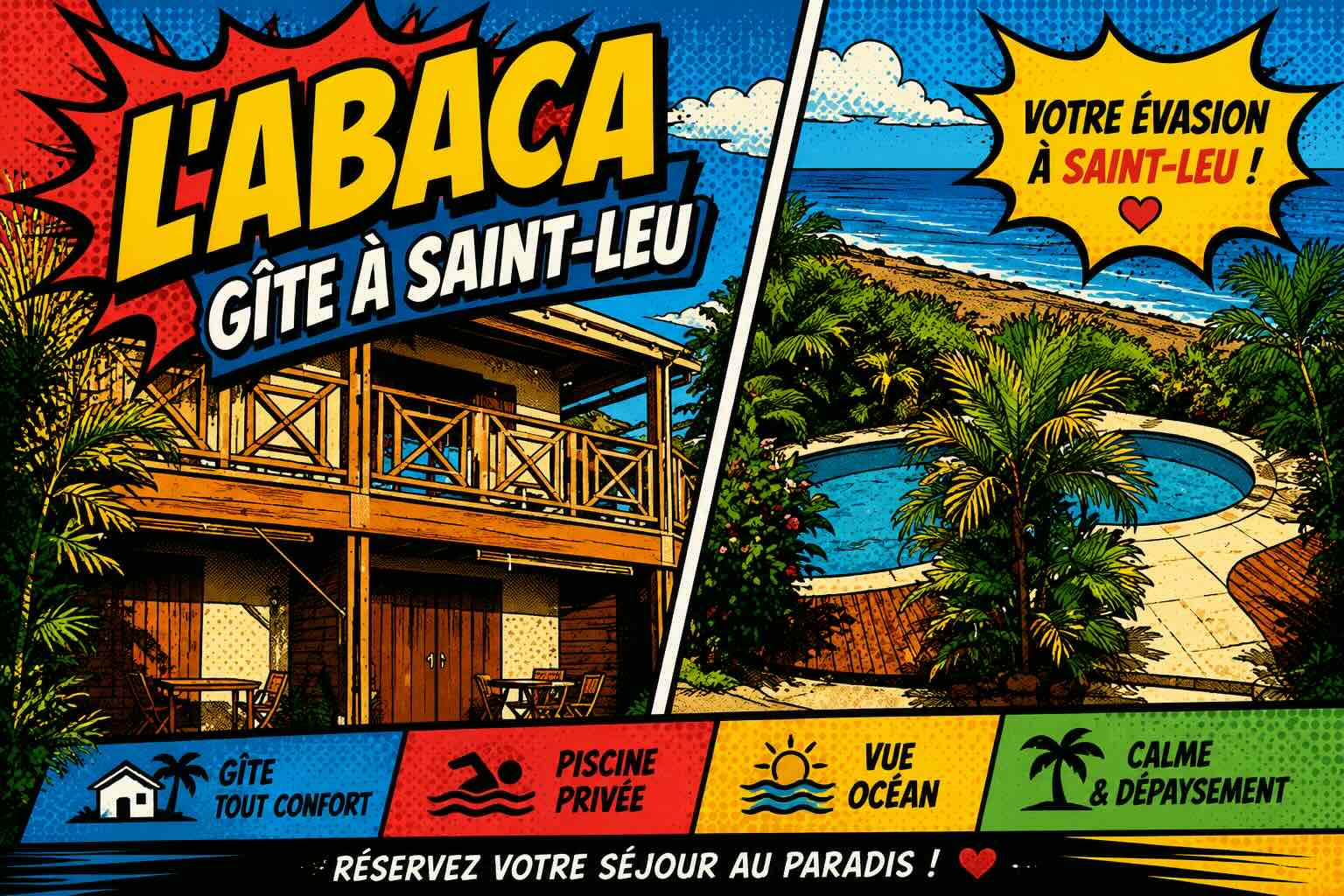 Gîte Abaca, situé à Saint-Leu, secteur ouest de l'île de La Réunion
