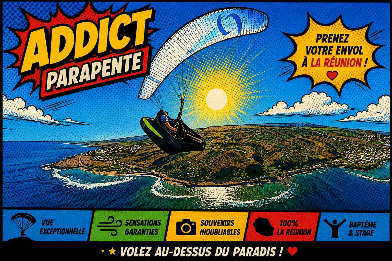 Faire du parapente à Saint-Leu, avec Addict Parapente, île de La Réunion