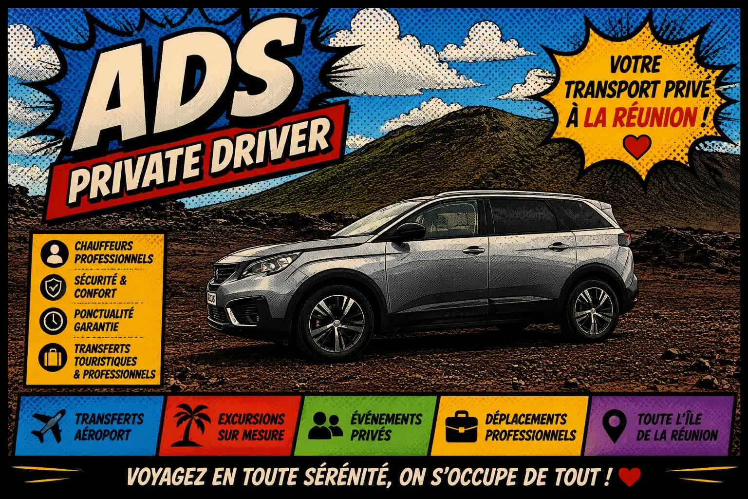 Réserver une voiture de location pour découvrir l'île de La Réunion avec ADS Private Rider